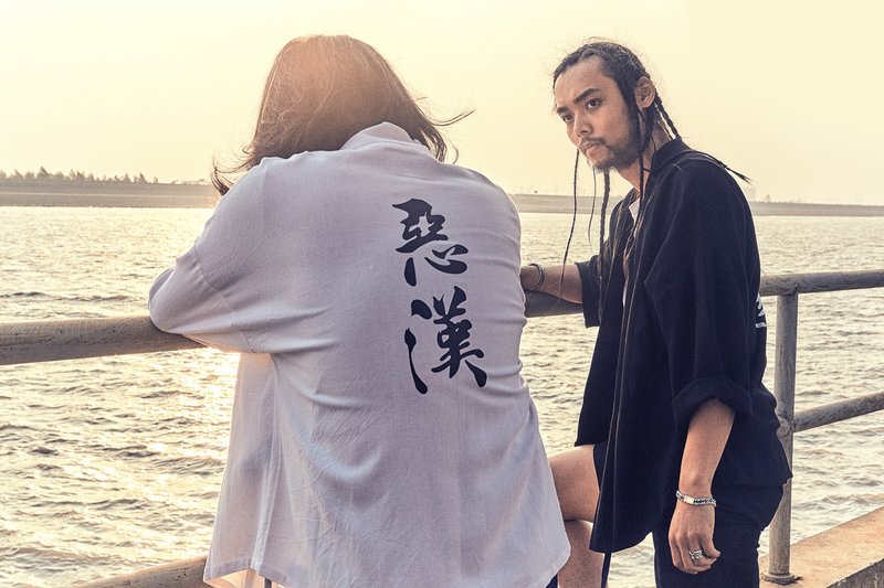 日系和风系带棉麻春夏季衬衫恶汉文艺男女情侣款7分袖外套 KIMONO - 背带裤/连体裤 - 棉．麻 黑色
