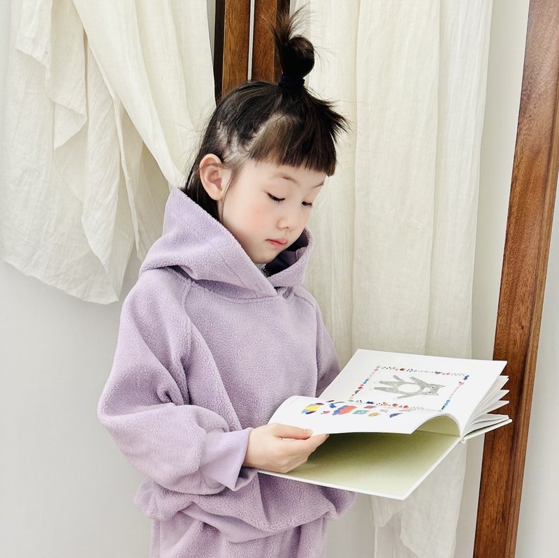 粉紫色毛绒保暖长袖帽T / 亲子装 童装 - 亲子装 - 棉．麻 紫色