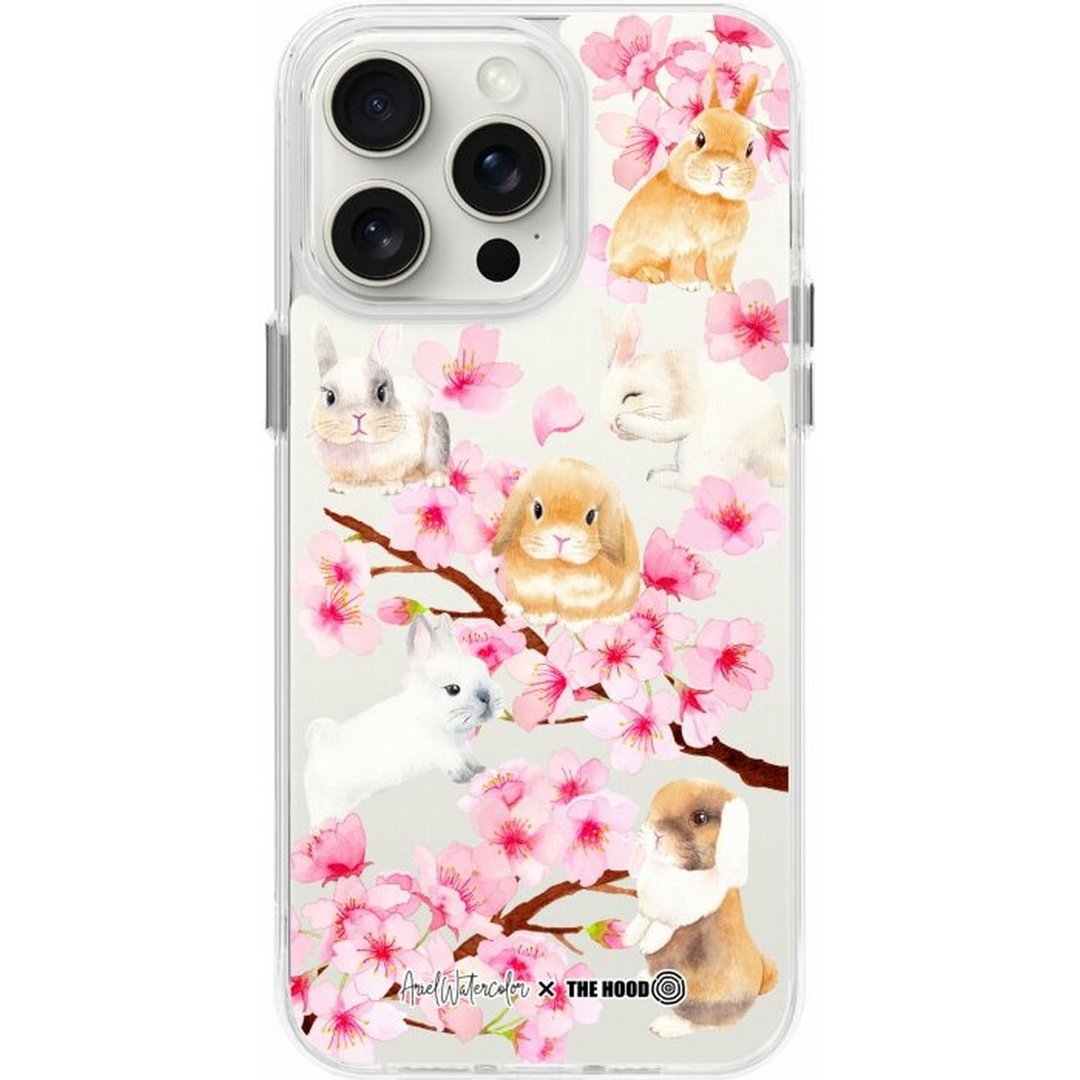 Bunnies with Sakura iPhone16 Samsung S25 气垫标准手机壳 - 手机壳/手机套 - 塑料 多色