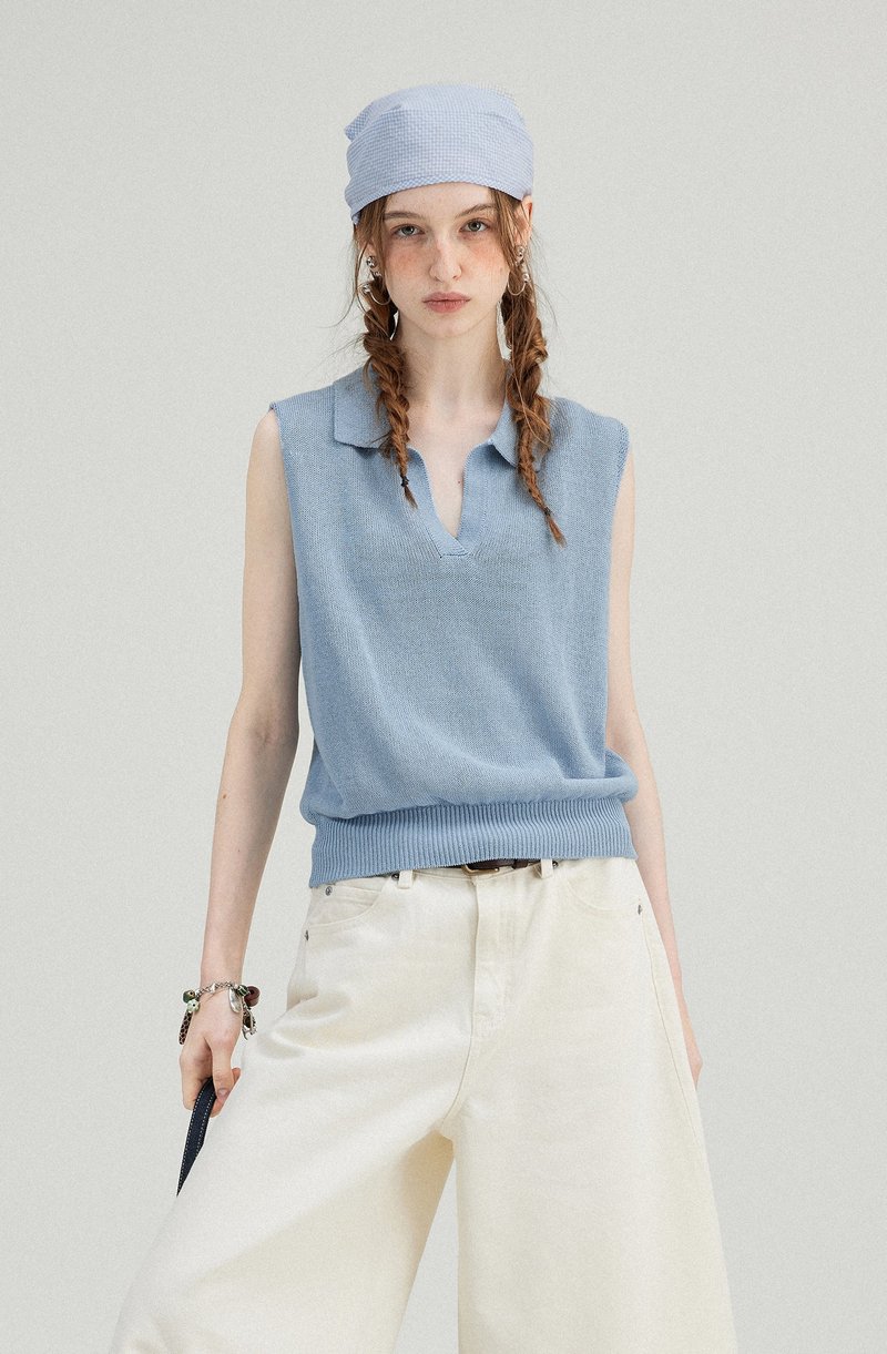 北欧夏季 / polo领针织背心 - 女装背心 - 其他材质 多色