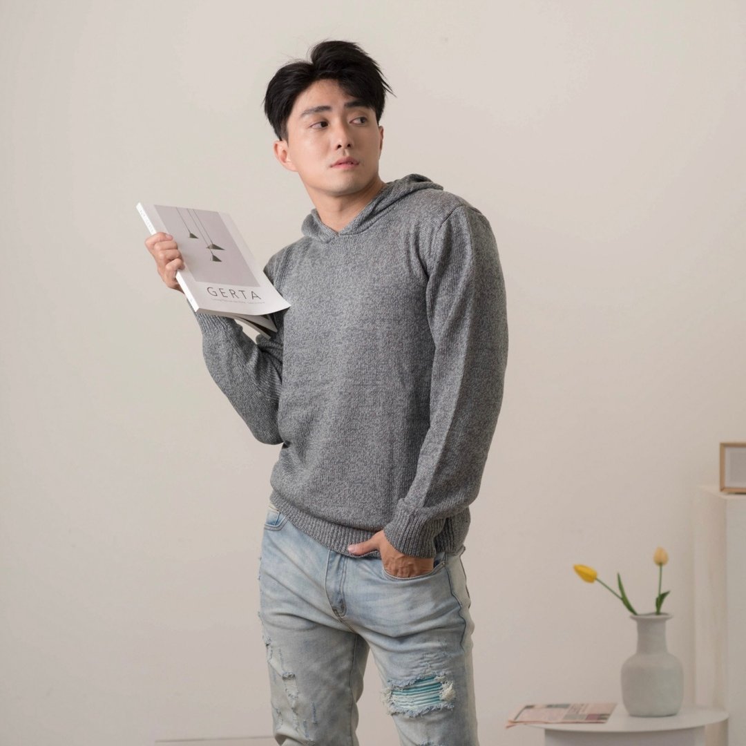 基本款素色帽T  四色 - 男装针织衫/毛衣 - 聚酯纤维 灰色