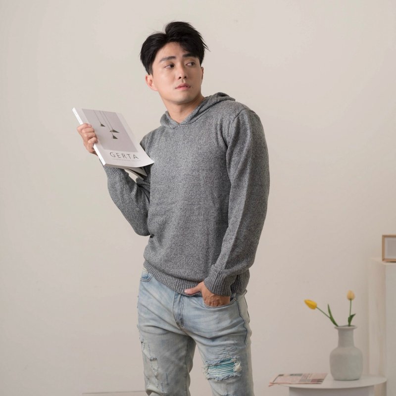 基本款素色帽T  四色 - 男装针织衫/毛衣 - 聚酯纤维 灰色