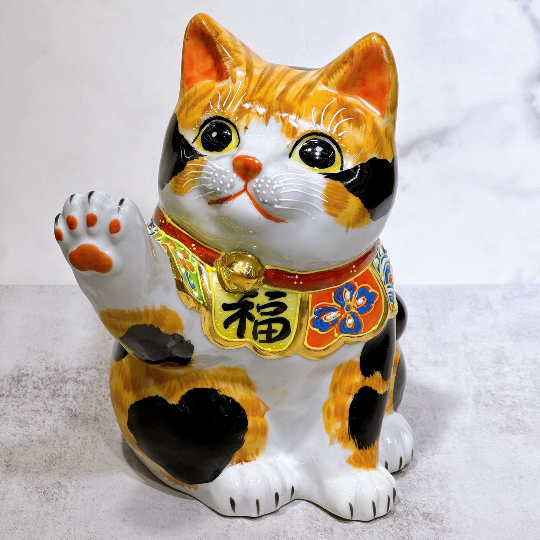 【和风福猫】日本九谷烧招财猫 |  毛长三毛 6.5号 - 摆饰 - 瓷 多色