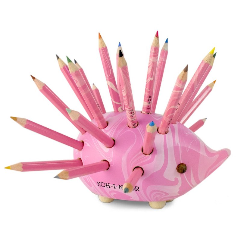 KOH-I-NOOR HARDTMUTH 光之山捷克色铅笔刺猬笔筒(小) –粉红波纹 - 笔筒/笔座 - 木头 粉红色