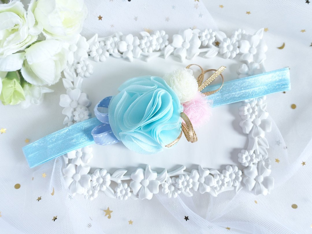 蓝色 婴儿宝宝头带 发带  Baby Headband - 婴儿帽/发带 - 其他材质 