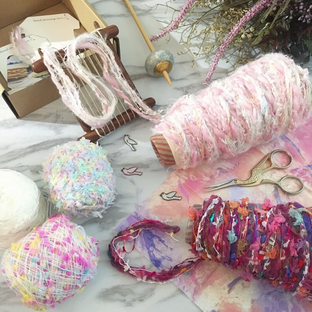 限量版樱花系手纺线材礼合装/手作素材/手工材料/手捻线/毛线 - 编织/刺绣/羊毛毡/裁缝 - 羊毛 粉红色
