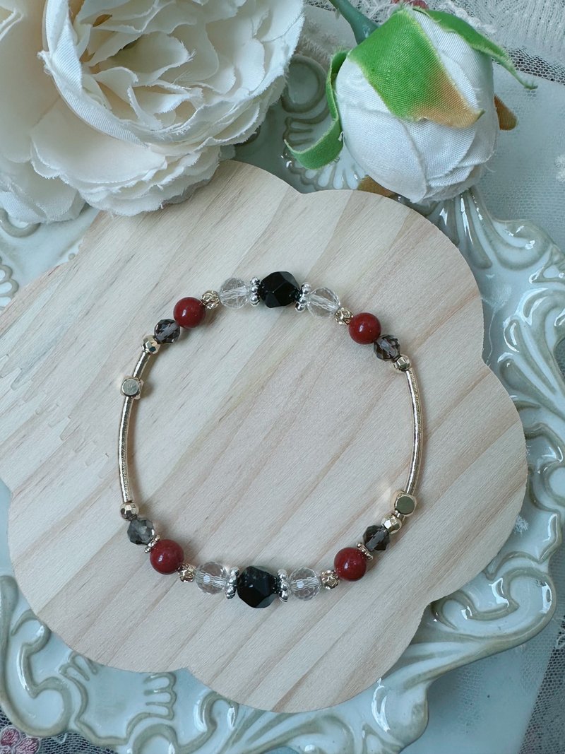 炽光曜影 l 红朱砂 黑曜石 白水晶 茶晶 水晶手环 - 手链/手环 - 水晶 