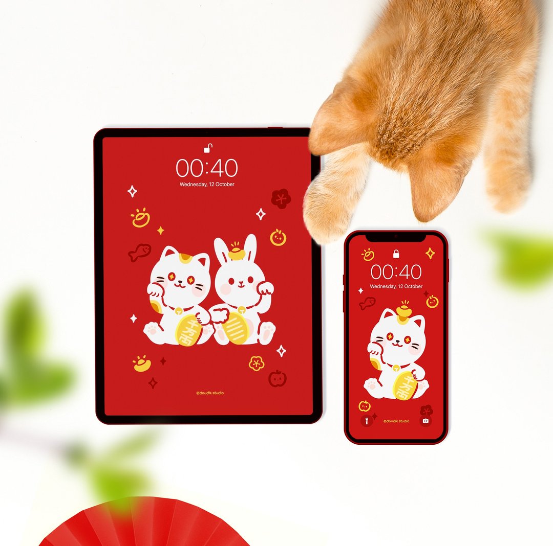 红运当头新年招财电子手机电话壁纸|电子档|iPhone|iPad|Mac - 电脑手机桌布/贴图/App 图示 - 其他材质 