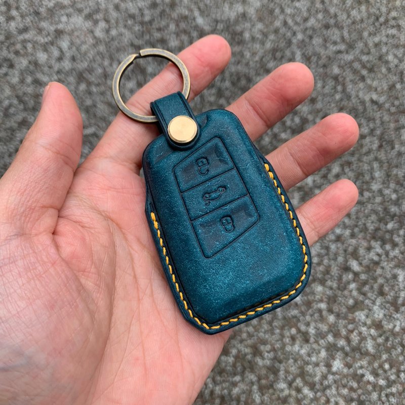 Skoda 钥匙皮套 Octavia combi kamiq scala kodiaq fabia Karoq - 钥匙链/钥匙包 - 真皮 蓝色