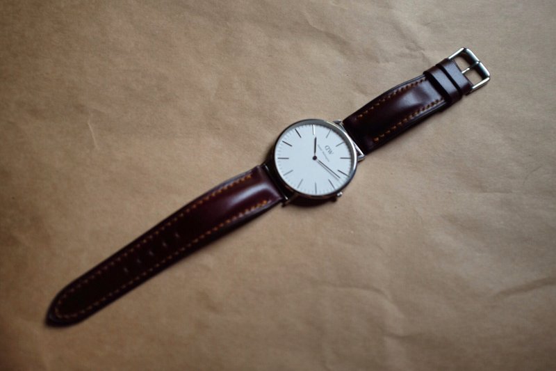 手工表带 皮革表带-马臀皮 - 女表 - 真皮 咖啡色