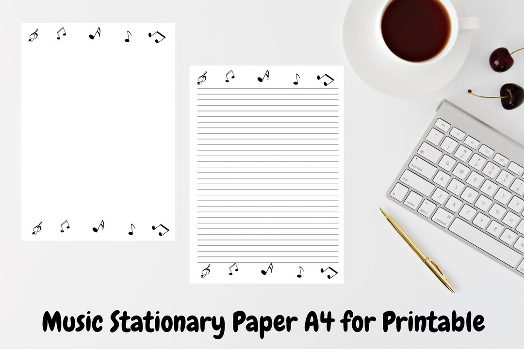 Music Stationary Paper A4 for Printable, digital paper, letter, Notes stationary - 图文模板设计 - 其他材质 