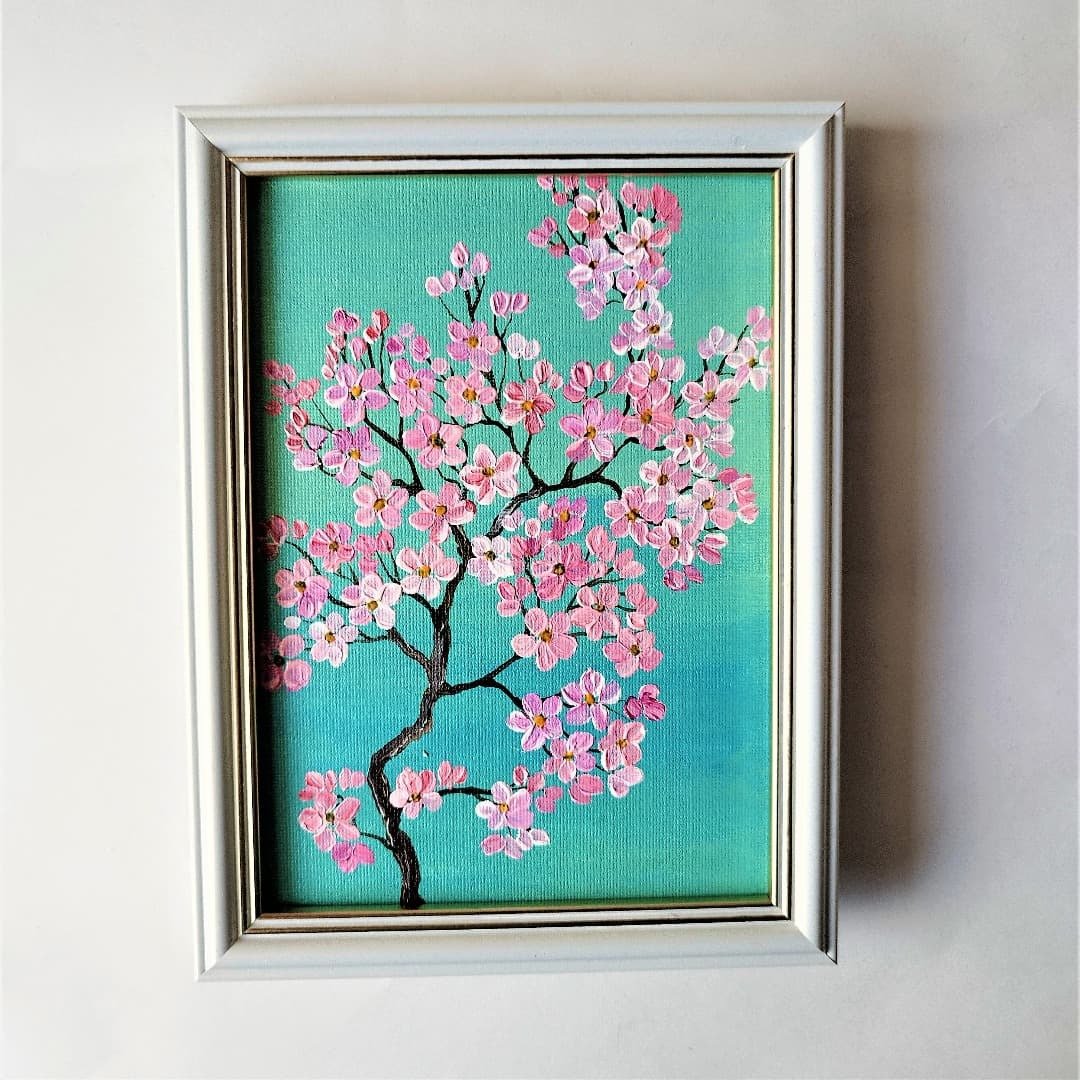 樱花是一件艺术品。原画与樱花。用樱花装饰墙壁 - 墙贴/壁贴 - 压克力 多色