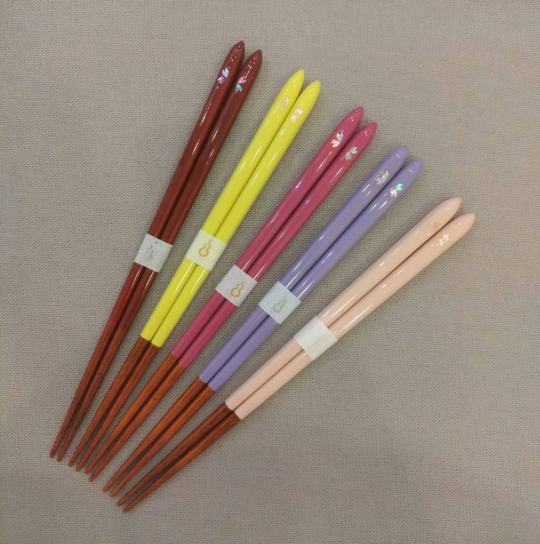 可使用洗碗机樱花筷 月之滴系列 中 21.5 厘米 深红，黄，红紫，紫，桃 - 筷子/筷架 - 木头 