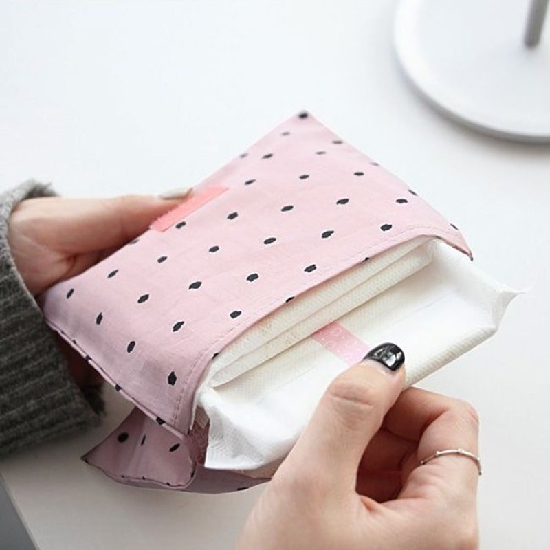 iconic 女孩私密收纳折叠包卫生棉包-点点粉,ICO87977 - 其他 - 棉．麻 粉红色