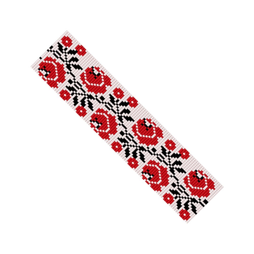 Flower bead loom bracelet pattern Beading Beadwork Cuff Beadweaving Floral PDF - 手工艺教程/工具书 - 其他材质 