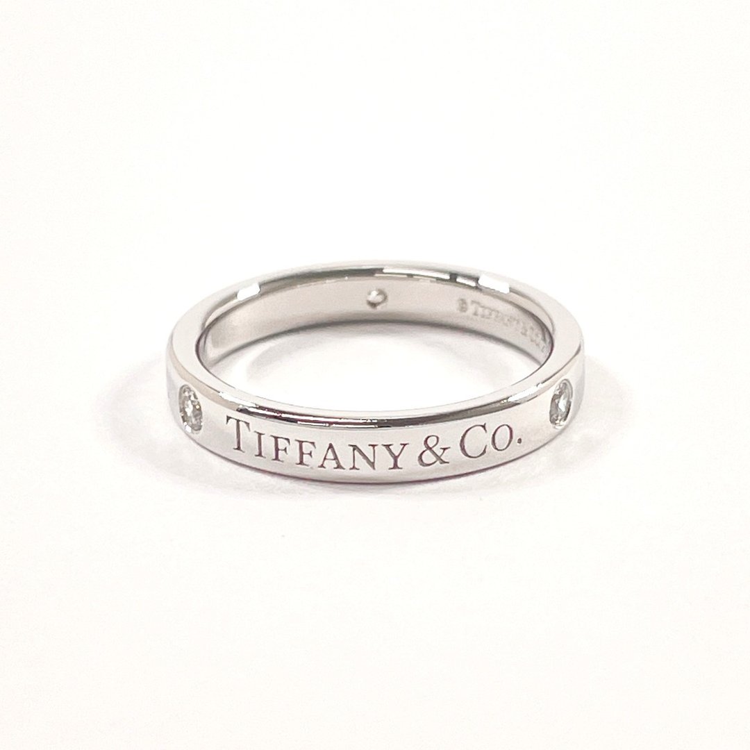 【日本直送．二手美品】8.5号 蒂芙尼 TIFFANY&Co. 戒指 宽版戒指 Pt950铂金/钻石 - 戒指 - 贵金属 银色