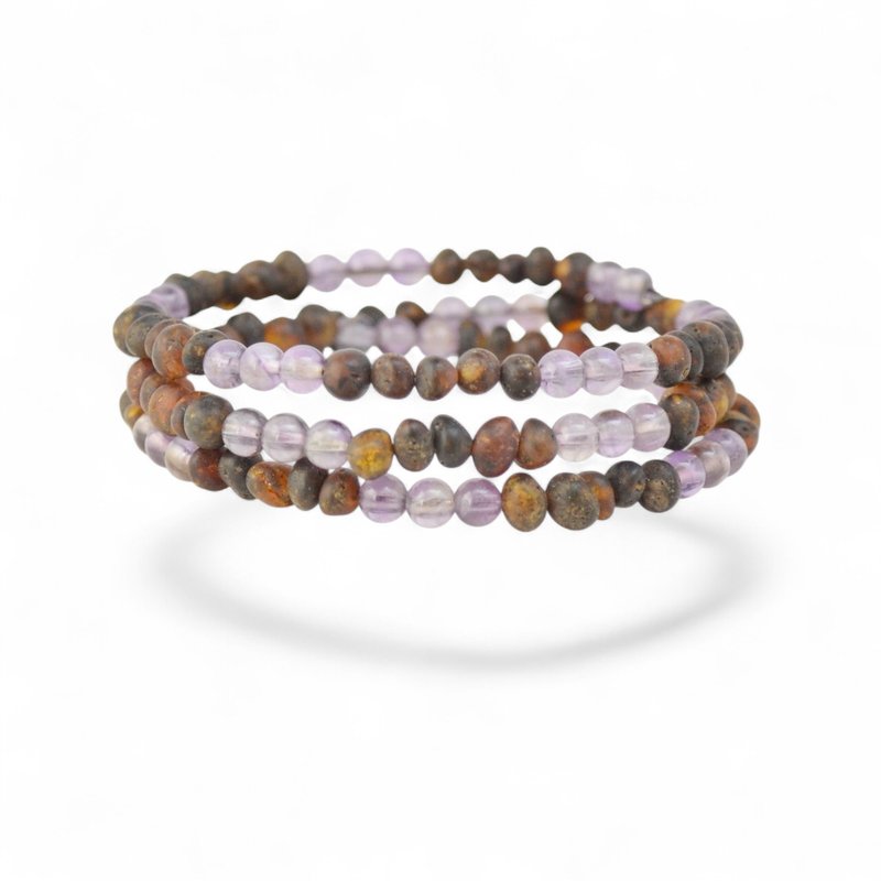 女士紫水晶配波罗的海琥珀手链 型号 TG60 - 手链/手环 - 宝石 多色