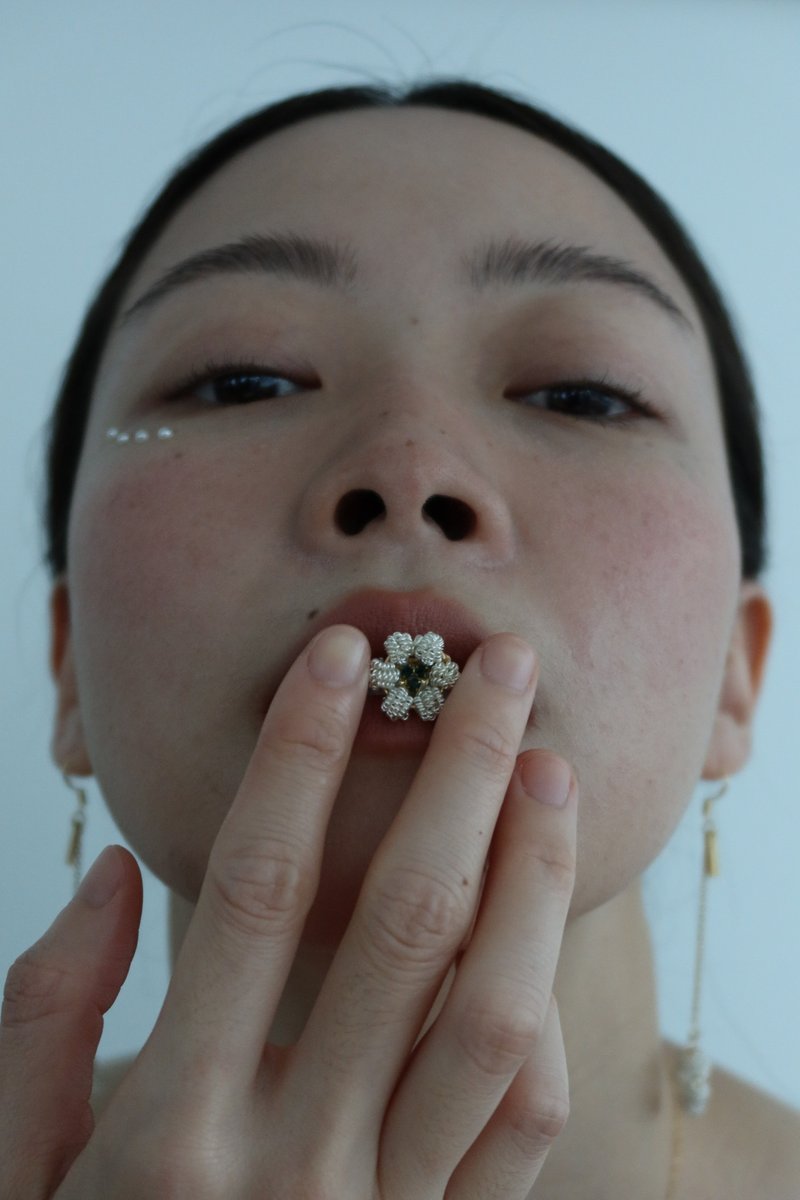 暮光小菊戒指/可调式 开口戒 可爱 小雏菊 花 饰品 - 戒指 - 其他金属 金色