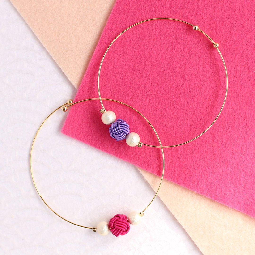 japanese style bracelet / mizuhiki / japan / accessory / circle / simple - 手链/手环 - 丝．绢 粉红色