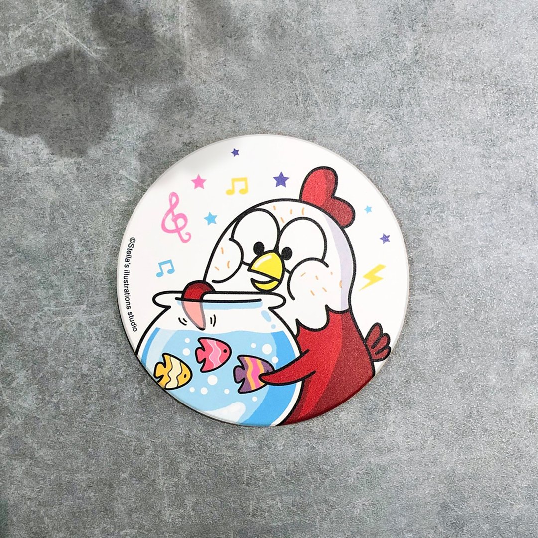 Funny Three Chickens 放3鸡 | 陶瓷吸水杯垫 - 摸摸鱼款 - 杯垫 - 其他材质 