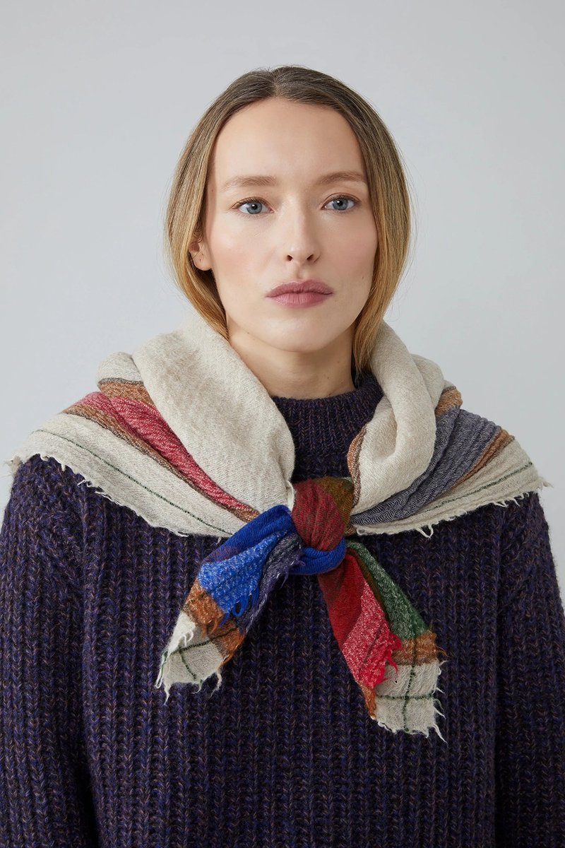 687 羊绒方巾90 - 米色 - 围巾/披肩 - 羊毛 