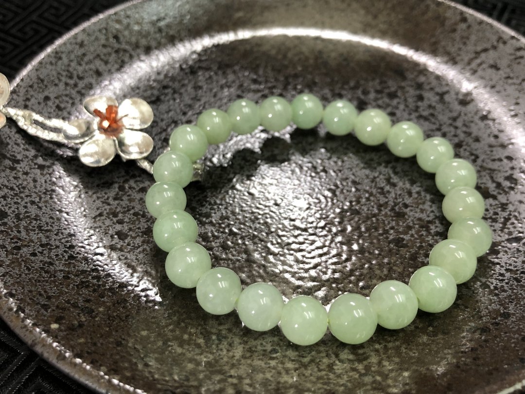 快速出货 天然缅甸玉翡翠手链  玉珠手链 苹果绿 - 手链/手环 - 玉石 绿色