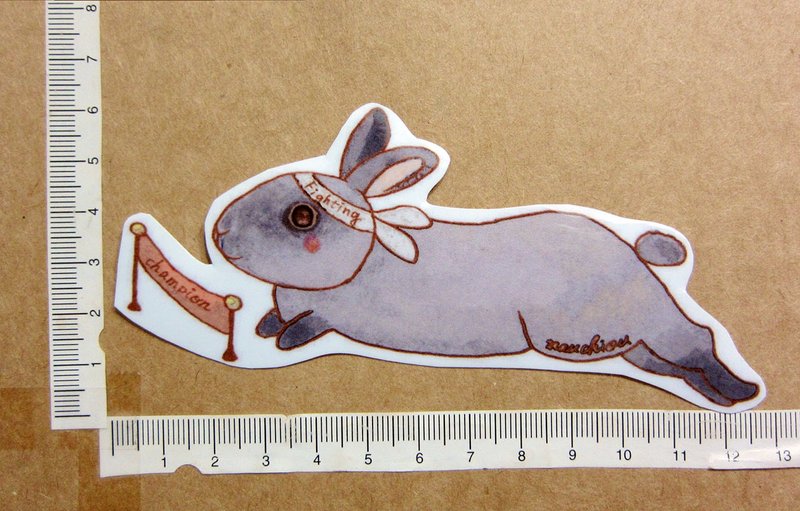 手绘插画风格 完全 防水贴纸  灰兔 暹罗兔 兔子 - 贴纸 - 防水材质 