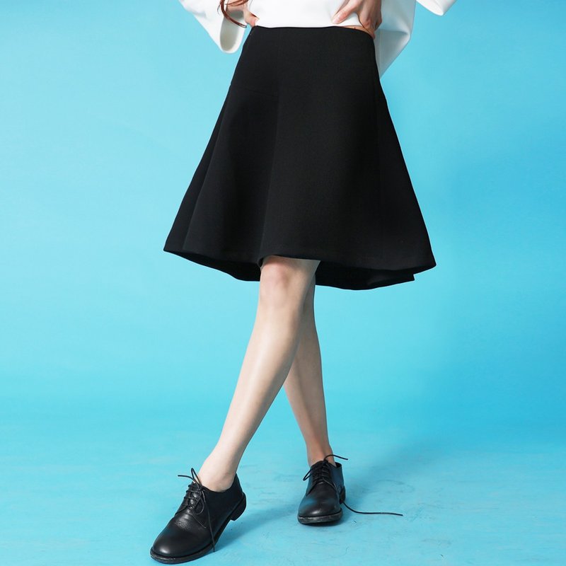 安妮陈2016春季新款复古风A字裙包臀短裙修身显瘦黑色a字半身裙 - 裙子 - 其他材质 黑色