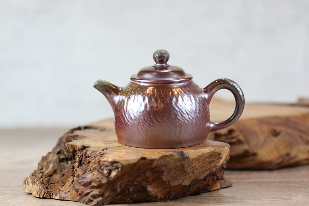 【送礼好物】160ml 天然落灰 柴烧茶壶 莺歌名家叶敏祥手作 - 茶具/茶杯 - 瓷 