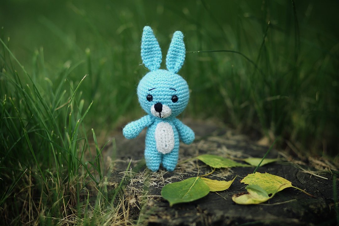 Crochet bunny, Crochet bunny Stuffed toy, bunny toy,  knitted bunny - 玩具/玩偶 - 羊毛 蓝色