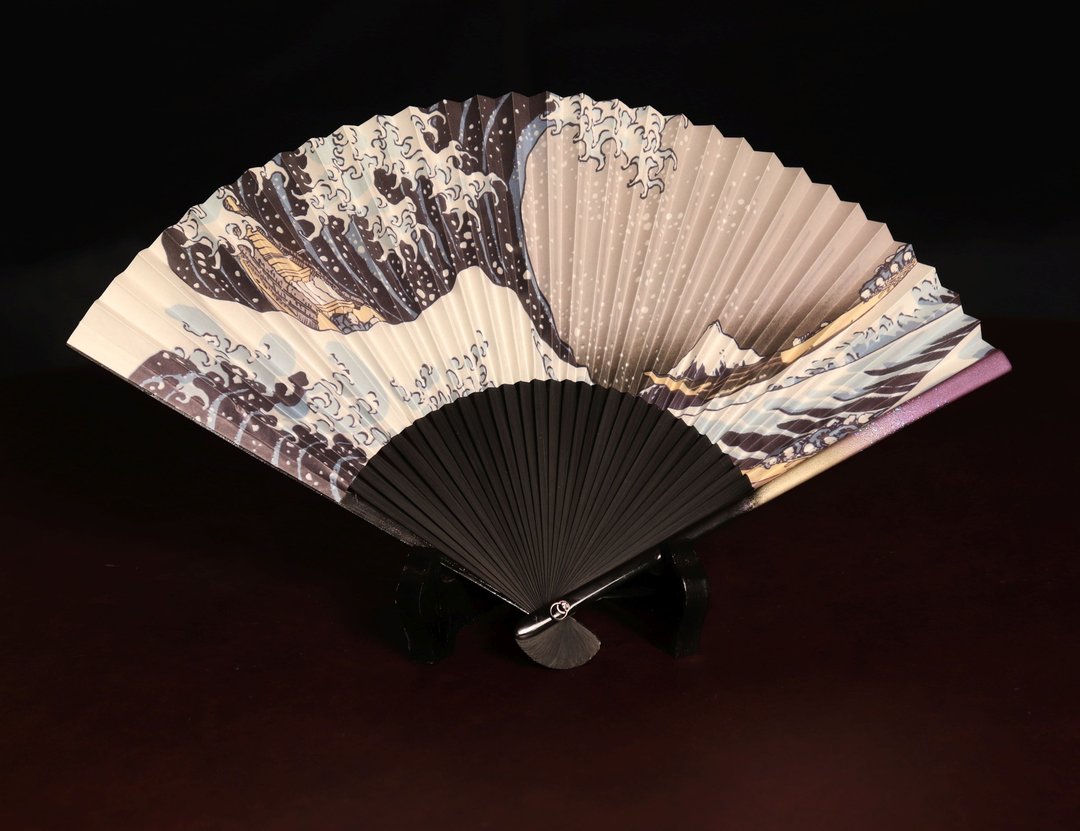 漆艺扇子 葛饰北斋 冨岳三十六景 神奈川冲浪里 浪里富士 山中漆器 - 扇子 - 其他材质 