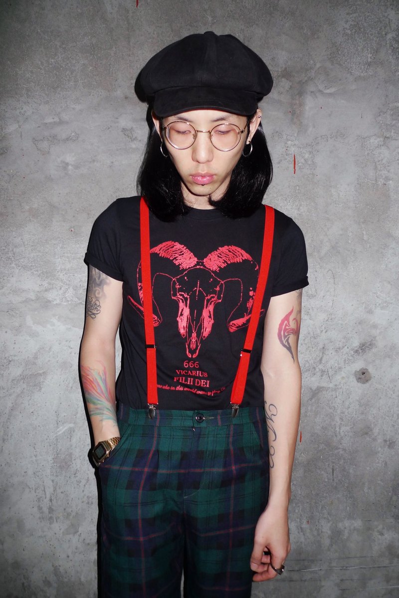 SATAN 666 TEE 羚羊头骨 666 T恤 (黑) - 男装上衣/T 恤 - 棉．麻 黑色