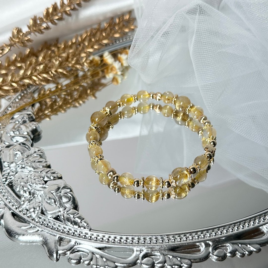 金币钛后招财手串 - 金钛晶/钛晶手链/金发晶手链 - 手链/手环 - 水晶 黄色