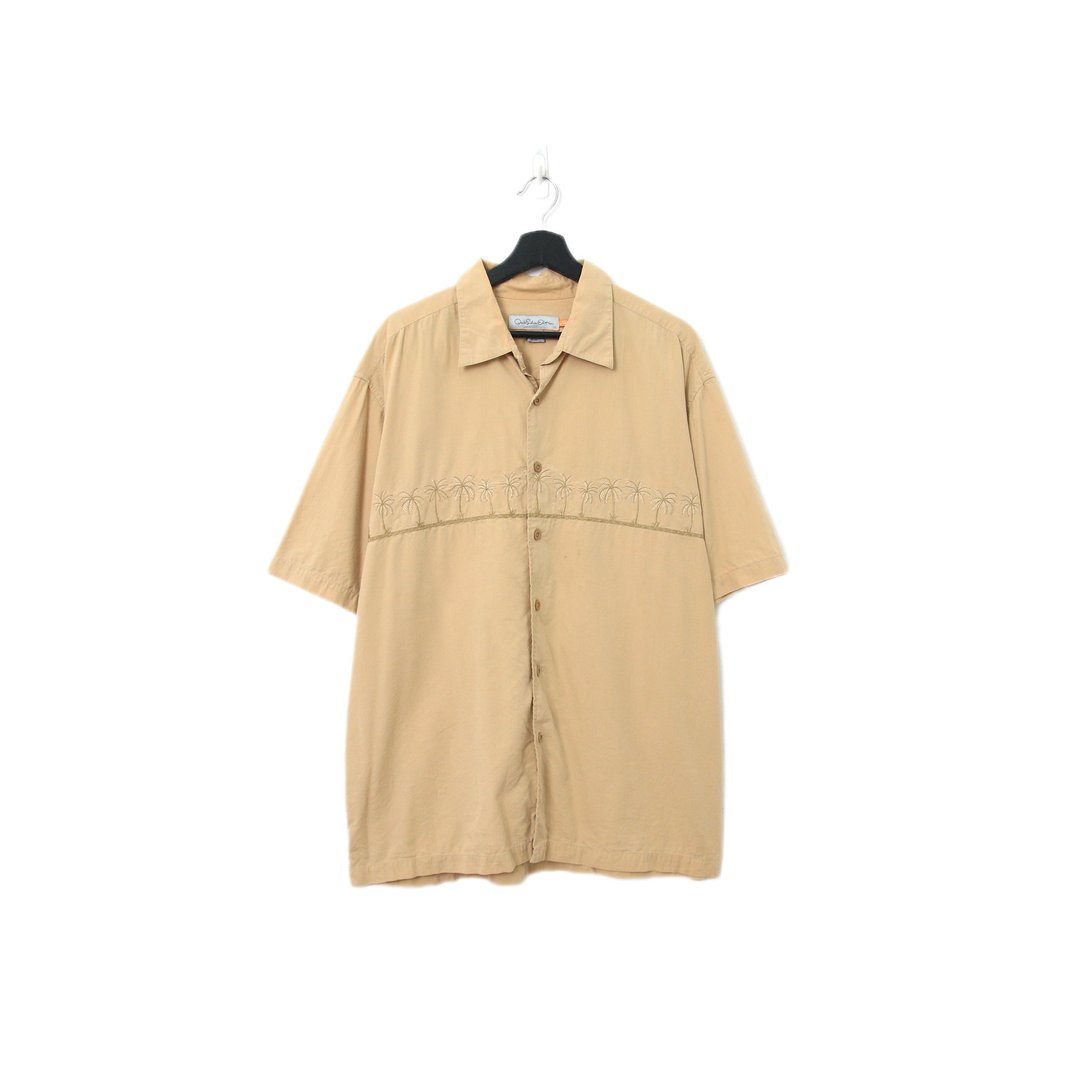 Back to Green-夏威夷衬衫 卡其 椰子树道 ht-07/vintage shirts - 男装衬衫 - 棉 