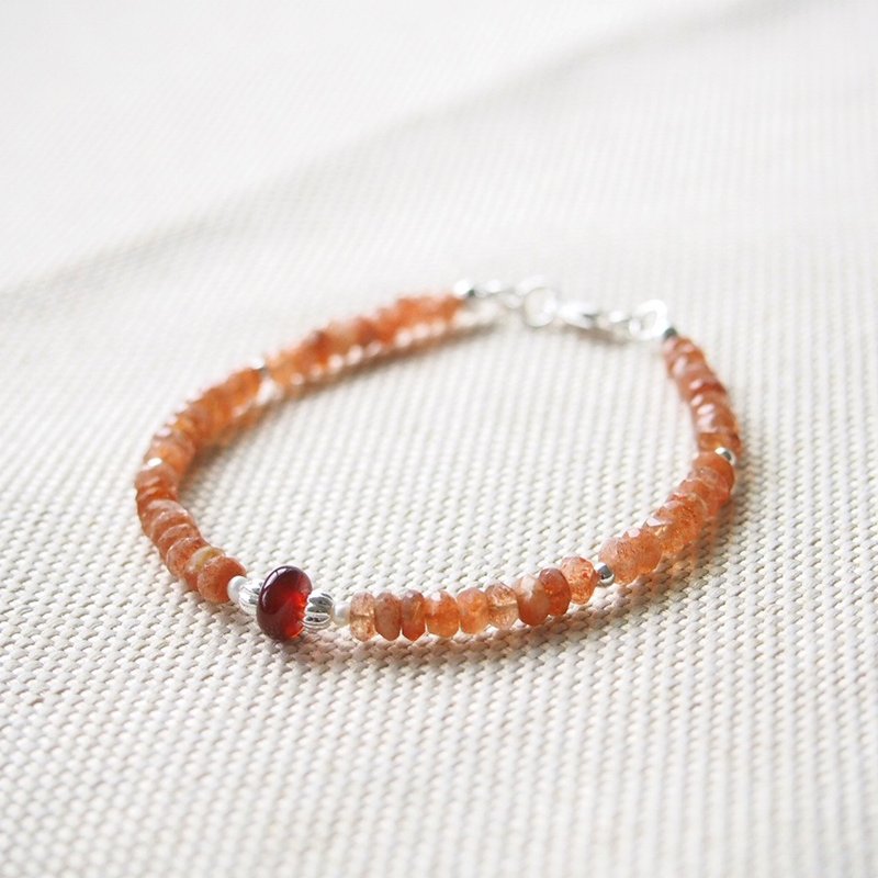 勇气之石-太阳石纯银手链 - 手链/手环 - 宝石 橘色