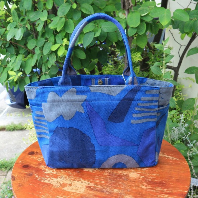 托特包 侧口袋 S尺寸 Tenki 夜空 天气 - 手提包/手提袋 - 棉．麻 蓝色