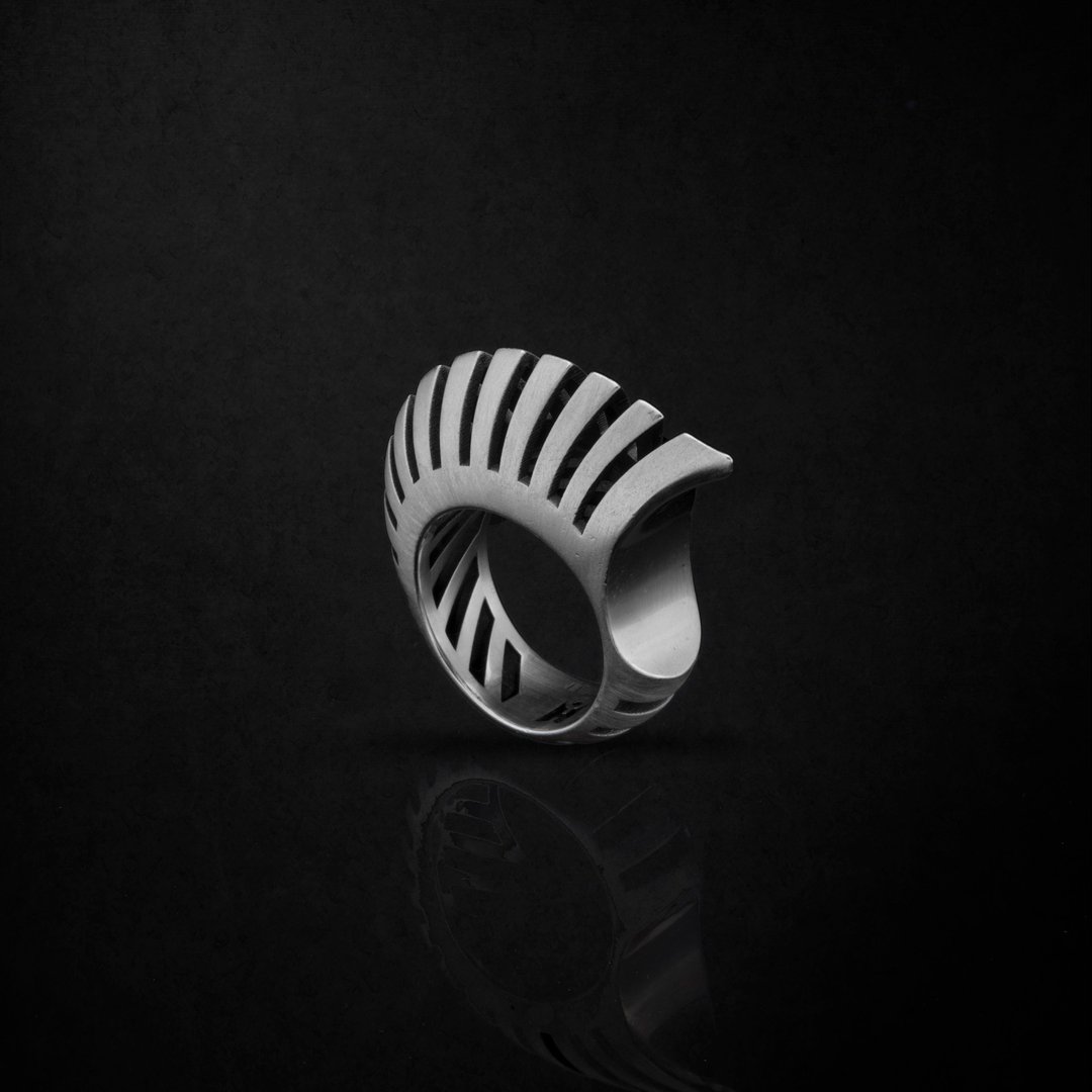 Nautilus 手工 925k 氧化纯银设计小指戒指 - 戒指 - 纯银 