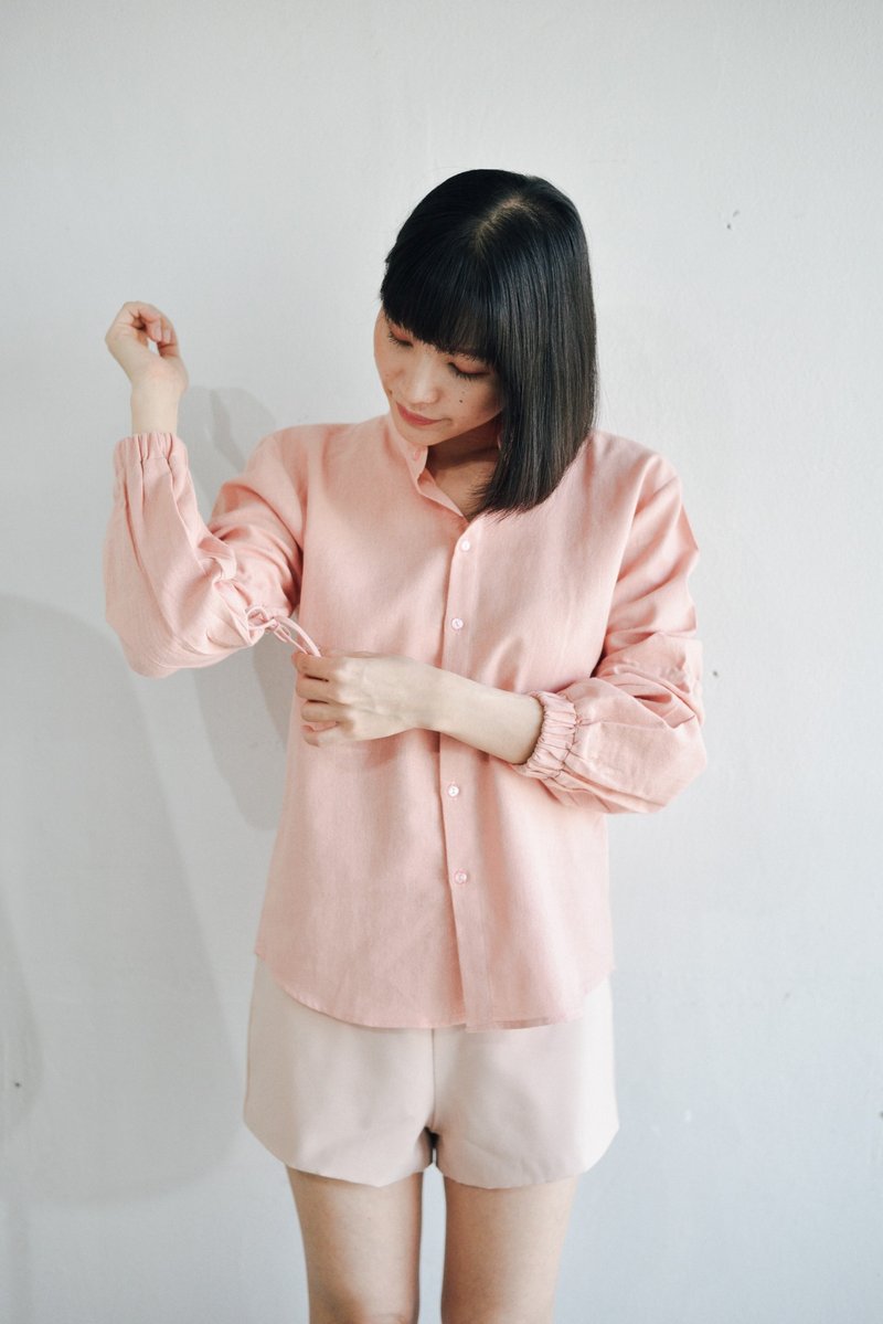 Cotton shirt- pink color - 女装衬衫 - 棉．麻 粉红色