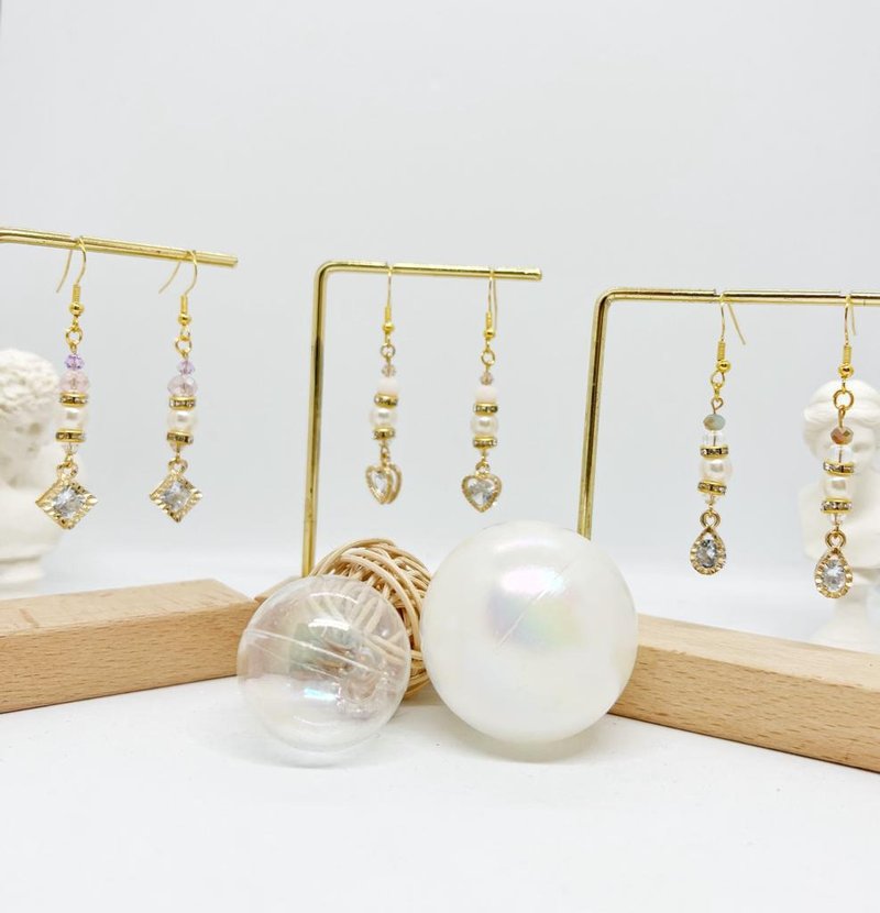 |优雅气质|气质简约风  • 锆石小垂坠耳环• 925耳勾 - 耳环/耳夹 - 其他金属 金色