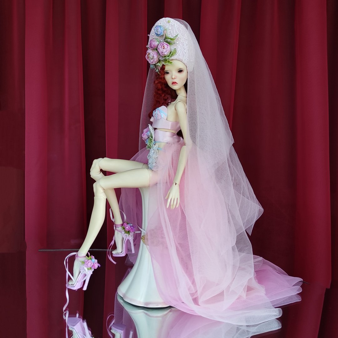 bjd 娃娃的服装。 Popovy Sisters 娃娃的鞋子和连衣裙。 - 玩具/玩偶 - 其他材质 粉红色