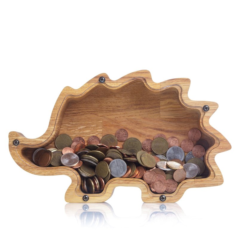 HEDGEHOG wooden piggy bank Personalized coin bank for boys girls adults - 储蓄罐 - 木头 