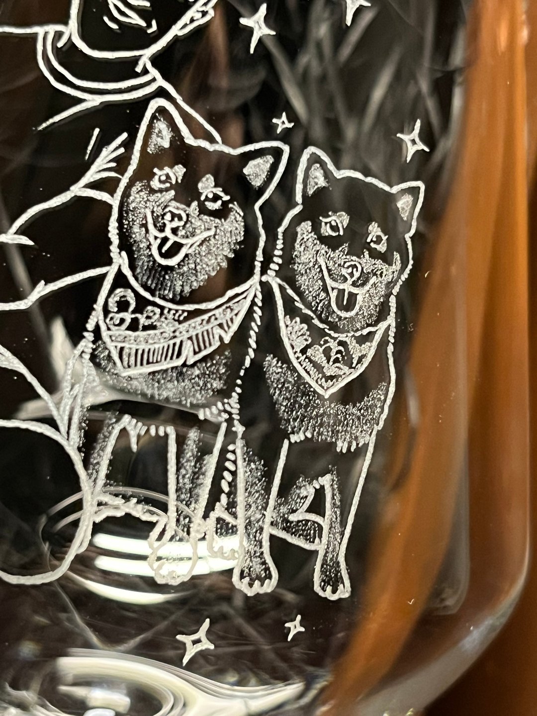 宠物插画 狗狗案例展示区 玻璃雕刻  【定制化礼物】 - 订制画像 - 玻璃 透明