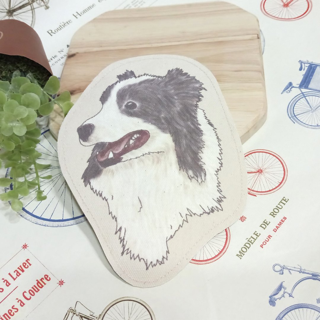 边境牧羊犬-粗布纹零钱包(可当捷运卡套)~狗头造型_ - 零钱包 - 其他人造纤维 