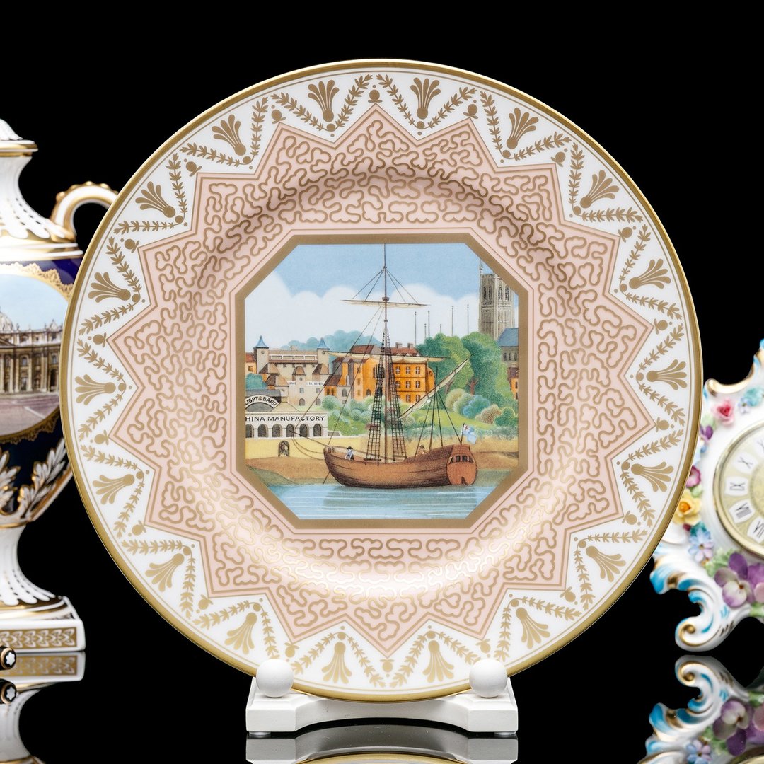 限量英国制 Royal Worcester 2001 塞文河景 纪念骨瓷艺术装饰盘 - 摆饰 - 瓷 