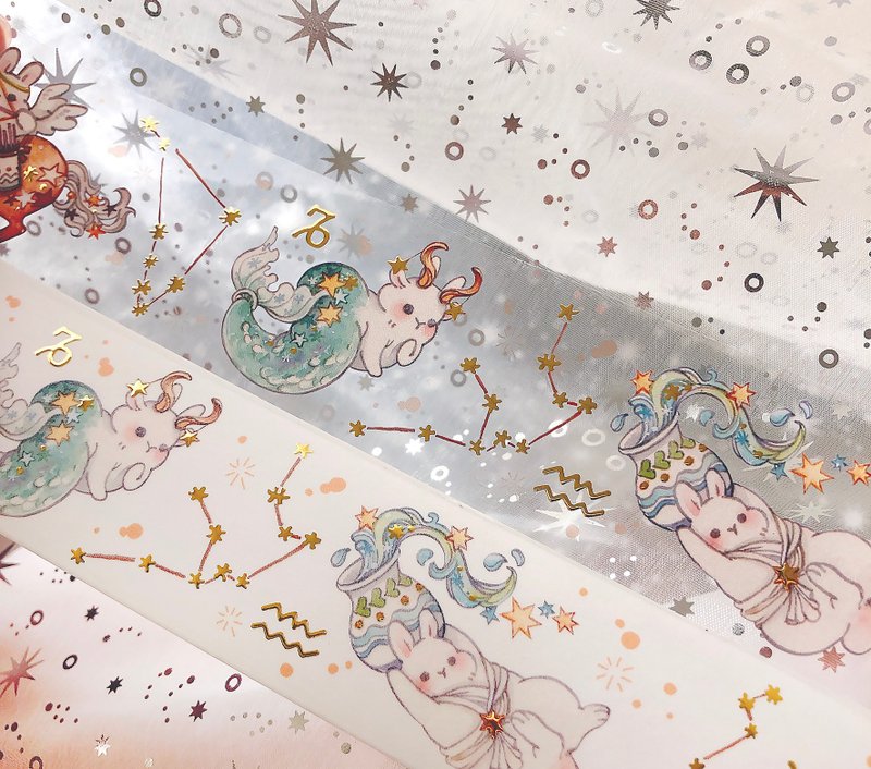 小兔星光-立体烫金纸胶带 (２种材质) - 纸胶带 - 纸 金色