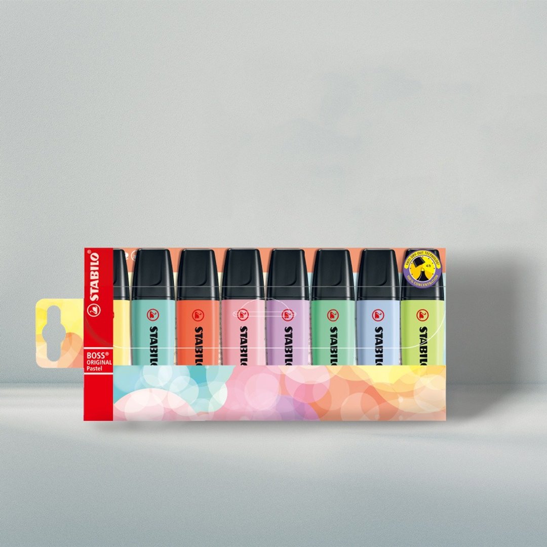 【stabilo】波士马卡龙经典萤光笔8色塑胶吊盒(原厂正货) - 其他 - 塑料 多色