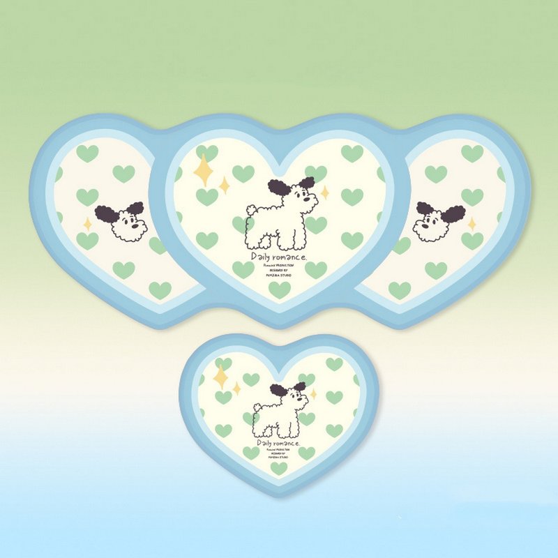 蓝色爱心狗滑鼠垫  可爱彩绘卷毛狗鼠标垫 - 鼠标垫 - 橡胶 