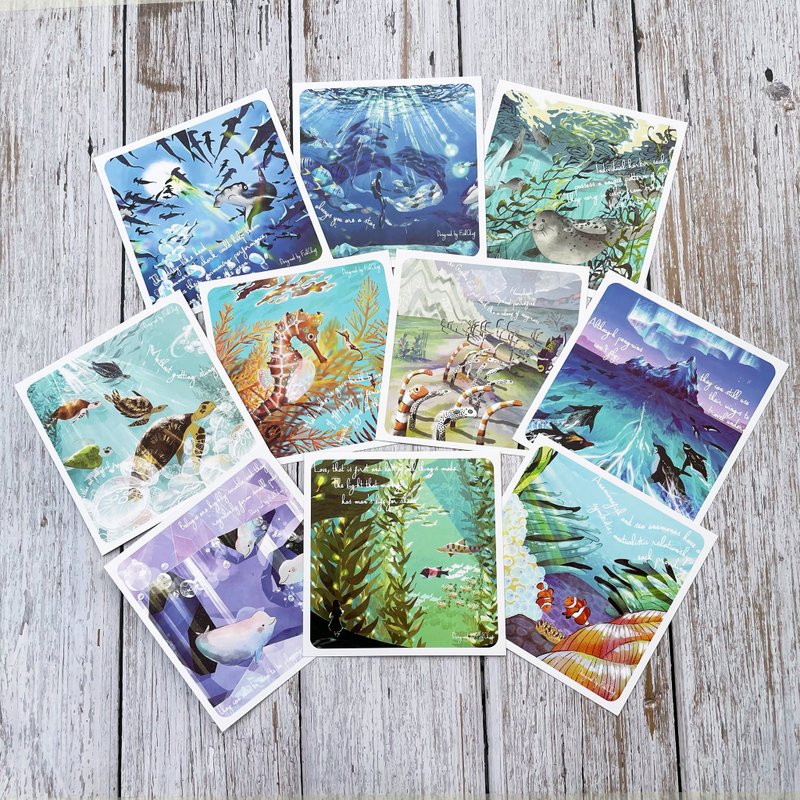 方框框明信片 10入套组 - 卡片/明信片 - 纸 