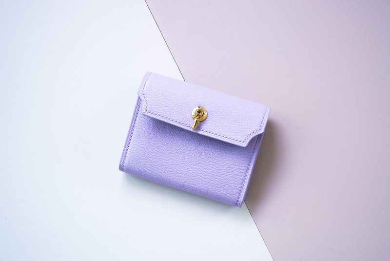 香港制 山羊皮 钱包 零钱包 手工制作【自由拼色加刻字 可定制】 - 皮夹/钱包 - 真皮 紫色