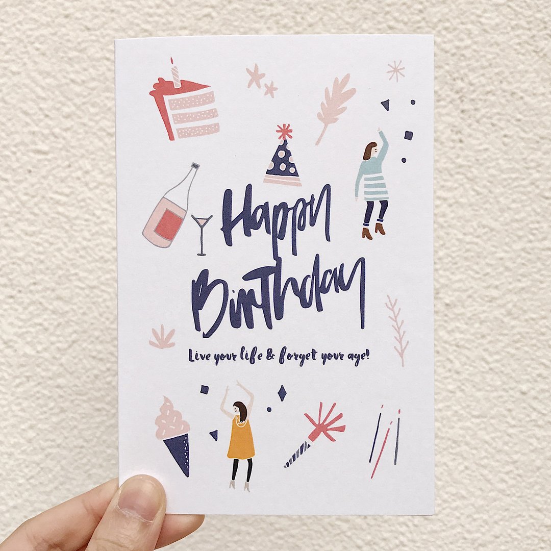 生日快乐 生日卡 Live your life & forget your age! - 卡片/明信片 - 纸 